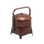 Double Layer Bamboo Fruit Basket in Dark Brown