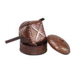 Double Layer Bamboo Fruit Basket in Dark Brown