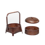 Double Layer Bamboo Fruit Basket in Dark Brown