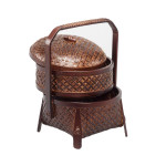 Double Layer Bamboo Fruit Basket in Dark Brown