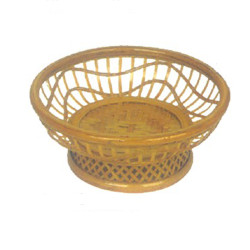 Double Layer Bamboo Fruit Basket in Light Yellow