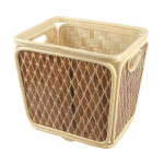 Two tone Weaved Bamboo Towel Basket in Beige