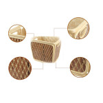 Two tone Weaved Bamboo Towel Basket in Beige