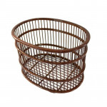 Natural Bamboo Oval Weaved Towel Basket in Light Brown