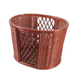 Natural Bamboo Oval Weaved Towel Basket in Light Brown