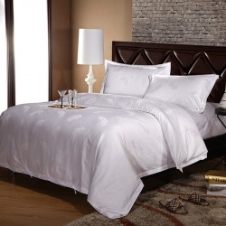 JOSHUA 250T Cotton White Bed Sets with Jacquard Pattern