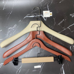 Premium Faux Leather Wrapped Hangers for Suits, Coats, Jackets, Pants in Hotels