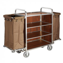 Shiny Stainless Steel Light Brown Housekeeping Cart 1pc pack