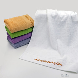 Yard Dyed Platinum Satin Embroidered Cotton Hand Towel