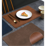 Faux Leather Placemats Waterproof, Wipe-Clean, Heat-Resistant, PU Leather Tablemats Perfect for Indoor & Outdoor Dining Tables