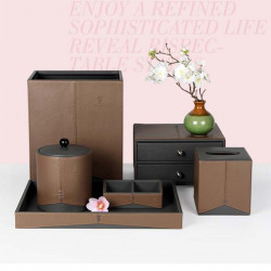 Chinese Design Double Color Splicing Hotel PU Leather Set
