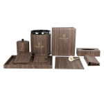 High Class Brown Wood Grain PU Leather Set