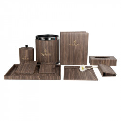 High Class Brown Wood Grain PU Leather Set