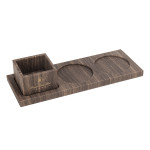 High Class Brown Wood Grain PU Leather Set