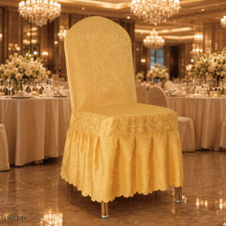 Elegant Pleated Jacquard Chair Cover for Banquet Wedding Hotel Events Decorations Various Colors for Option