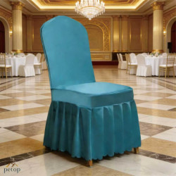 Solid Color Satin Pleated Chair Cover Excellent Drape Delicate Texture for Wedding Banquet Events