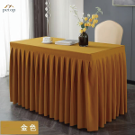 Holland Velvet Fabric Table Skirting for Rectangle Tables Wrinkle Free Washable Table Skirt Various Colors for Option