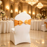 Spandex Chair Sashes with Satin Double Bows Washable Reusable Chair Bands for Wedding Party Event Decoration Spandex Chair Sashes with Satin Double Bows Washable Reusable Chair Bands for Wedding Party Event Decoration