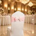 Spandex Chair Sashes with Satin Double Bows Washable Reusable Chair Bands for Wedding Party Event Decoration Spandex Chair Sashes with Satin Double Bows Washable Reusable Chair Bands for Wedding Party Event Decoration