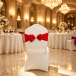 Spandex Chair Sashes with Satin Double Bows Washable Reusable Chair Bands for Wedding Party Event Decoration Spandex Chair Sashes with Satin Double Bows Washable Reusable Chair Bands for Wedding Party Event Decoration