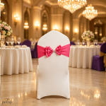 Spandex Chair Sashes with Satin Double Bows Washable Reusable Chair Bands for Wedding Party Event Decoration Spandex Chair Sashes with Satin Double Bows Washable Reusable Chair Bands for Wedding Party Event Decoration