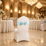 Spandex Chair Sashes with Satin Double Bows Washable Reusable Chair Bands for Wedding Party Event Decoration Spandex Chair Sashes with Satin Double Bows Washable Reusable Chair Bands for Wedding Party Event Decoration