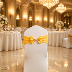 Spandex Chair Sashes with Satin Double Bows Washable Reusable Chair Bands for Wedding Party Event Decoration Spandex Chair Sashes with Satin Double Bows Washable Reusable Chair Bands for Wedding Party Event Decoration