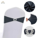 Spandex Chair Sashes with Crown Buckle Stretch Chair Bands Cover Ties for Wedding Banquet Event Parties Decor Spandex Chair Sashes with Crown Buckle Stretch Chair Bands Cover Ties for Wedding Banquet Event Parties Decor