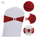 Spandex Chair Sashes with Crown Buckle Stretch Chair Bands Cover Ties for Wedding Banquet Event Parties Decor Spandex Chair Sashes with Crown Buckle Stretch Chair Bands Cover Ties for Wedding Banquet Event Parties Decor