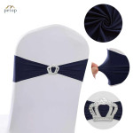 Spandex Chair Sashes with Crown Buckle Stretch Chair Bands Cover Ties for Wedding Banquet Event Parties Decor Spandex Chair Sashes with Crown Buckle Stretch Chair Bands Cover Ties for Wedding Banquet Event Parties Decor
