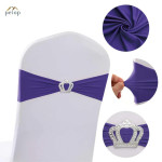 Spandex Chair Sashes with Crown Buckle Stretch Chair Bands Cover Ties for Wedding Banquet Event Parties Decor Spandex Chair Sashes with Crown Buckle Stretch Chair Bands Cover Ties for Wedding Banquet Event Parties Decor