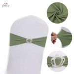 Spandex Chair Sashes with Crown Buckle Stretch Chair Bands Cover Ties for Wedding Banquet Event Parties Decor Spandex Chair Sashes with Crown Buckle Stretch Chair Bands Cover Ties for Wedding Banquet Event Parties Decor
