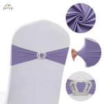 Spandex Chair Sashes with Crown Buckle Stretch Chair Bands Cover Ties for Wedding Banquet Event Parties Decor Spandex Chair Sashes with Crown Buckle Stretch Chair Bands Cover Ties for Wedding Banquet Event Parties Decor