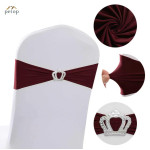 Spandex Chair Sashes with Crown Buckle Stretch Chair Bands Cover Ties for Wedding Banquet Event Parties Decor Spandex Chair Sashes with Crown Buckle Stretch Chair Bands Cover Ties for Wedding Banquet Event Parties Decor