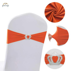 Spandex Chair Sashes with Crown Buckle Stretch Chair Bands Cover Ties for Wedding Banquet Event Parties Decor