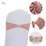 Spandex Chair Sashes with Crown Buckle Stretch Chair Bands Cover Ties for Wedding Banquet Event Parties Decor Spandex Chair Sashes with Crown Buckle Stretch Chair Bands Cover Ties for Wedding Banquet Event Parties Decor