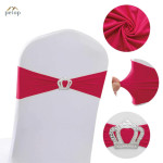Spandex Chair Sashes with Crown Buckle Stretch Chair Bands Cover Ties for Wedding Banquet Event Parties Decor Spandex Chair Sashes with Crown Buckle Stretch Chair Bands Cover Ties for Wedding Banquet Event Parties Decor