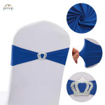 Spandex Chair Sashes with Crown Buckle Stretch Chair Bands Cover Ties for Wedding Banquet Event Parties Decor Spandex Chair Sashes with Crown Buckle Stretch Chair Bands Cover Ties for Wedding Banquet Event Parties Decor