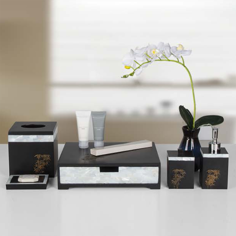 Star Hotel Classic Black Resin Bathroom Amenities Set